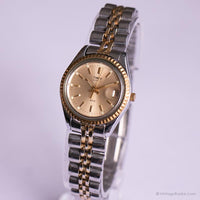 Vintage Two-tone Timex Watch for Her | Elegant Quartz Date Watch