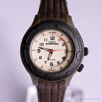 Brun vintage Timex Alarme d'expédition montre | Date indiglo montre