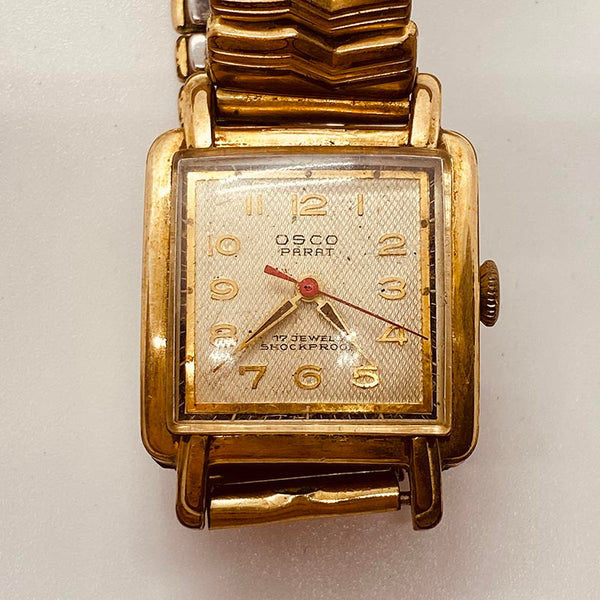 Rectangular Osco Parat German Gold-Plated Watch for Parts & Repair - NOT WORKING