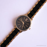 Dial negro vintage Anne Klein reloj | Elegante reloj de pulsera de damas