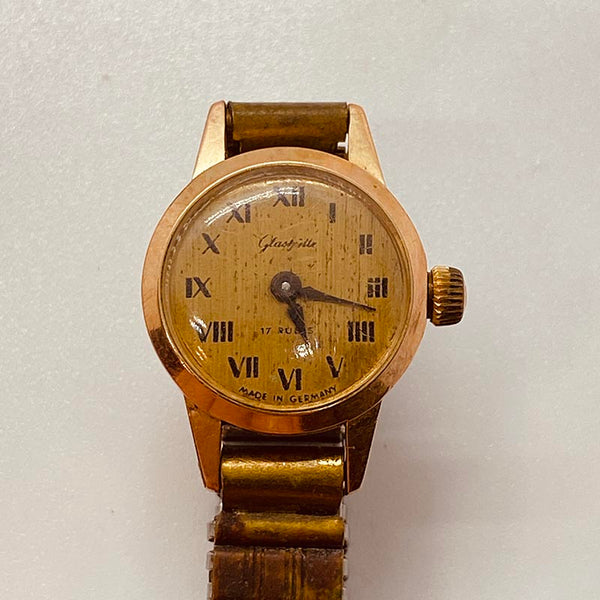 Art Deco Glashütte 17 Rubis Deutsch Gold plattiert Uhr Für Teile & Reparaturen - nicht funktionieren