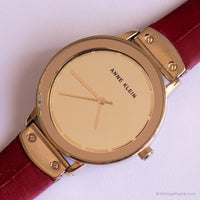 Dial de espejo vintage reloj por Anne Klein | Correa roja reloj para damas