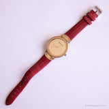 Dial de espejo vintage reloj por Anne Klein | Correa roja reloj para damas