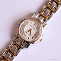 Vintage dos tonos Anne Klein Fecha reloj | Acero inoxidable reloj para ella