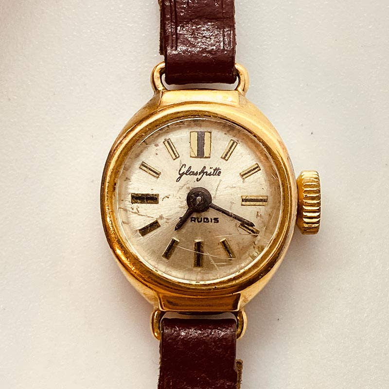 Art Deco Glashütte 17 Rubis German Gold-Plated reloj para piezas