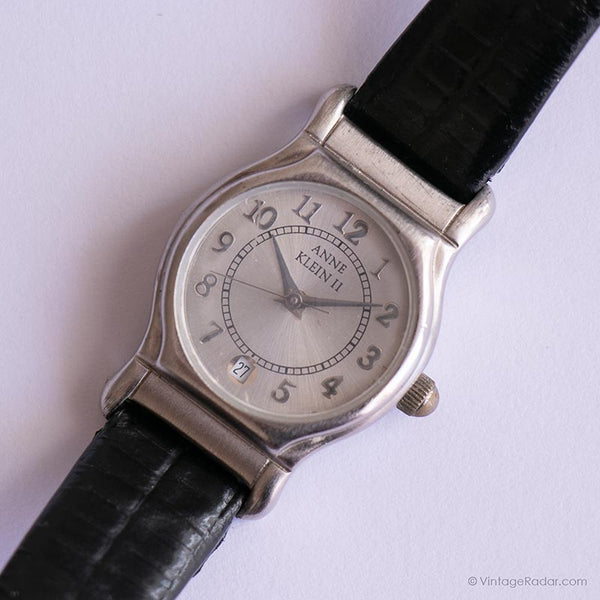 Ancien Anne Klein II Date montre | Petit silver-tone montre pour femme