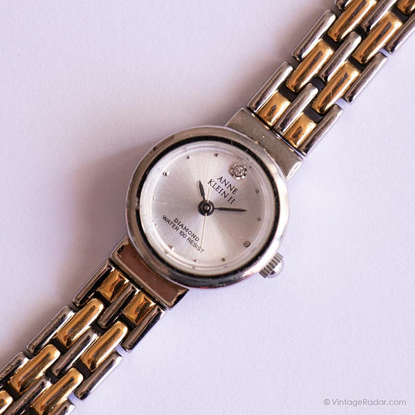 Vintage Anne Klein Diamond Watch Tiny Wristwatch for Ladies