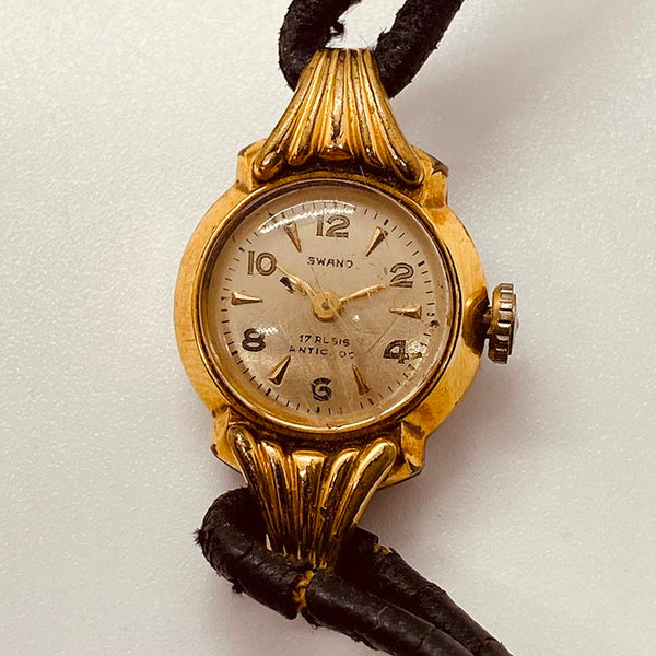 Swano 17 Rubis Gold-Plated German Watch for Parts Repair
