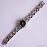Vintage Relic Dress Watch for Her | Black Dial Watch with Crystals