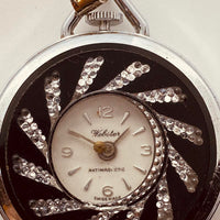 Madre di Pearl Black Webster Swiss Made Pocket Watch per parti e riparazioni - Non funziona