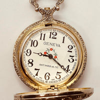 Vegena Lot De 2 Montres De Poche Vintage Quartz Avec Chaîne - Blanc Et Vert - Style Rétro Élégant Pour Homme Et Femme