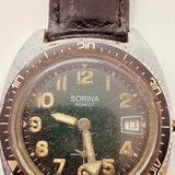 Dia quadrante verde degli anni '70, orologio in stile di Sorina Diver per parti e riparazioni - Non funziona