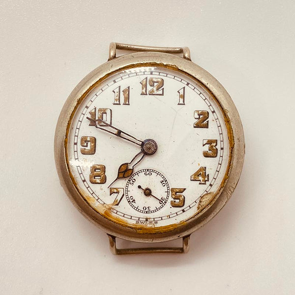 WW1 Graben Schweizer Rekord 15 Juwelen Militär Uhr Für Teile & Reparaturen - nicht funktionieren