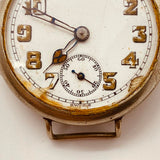 WW1 Trench Registro suizo 15 Joyas militares reloj Para piezas y reparación, no funciona