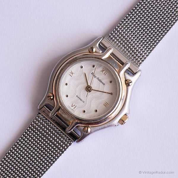 Krug-Baumen vintage reloj para damas | Dial ondulado tono plateado reloj