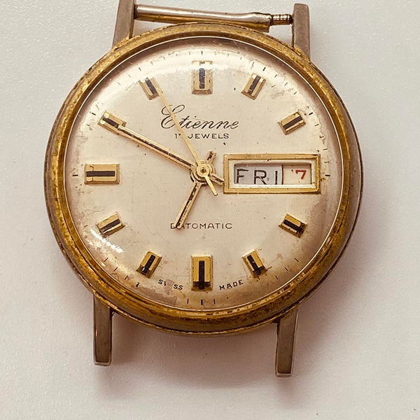Etienne 17 joyas datomatic day fecha suiza hecha reloj Para piezas y reparación, no funciona