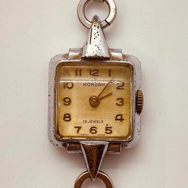 ساعة آرت ديكو مورغان 15 جوهرة سويسرية لقطع الغيار والإصلاح من أربعينيات القرن العشرين - لا تعمل
