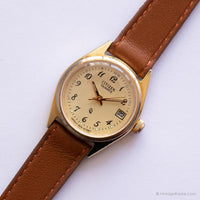 Jahrgang Citizen Datum Uhr für sie | Cream Dial Casual Armbanduhr