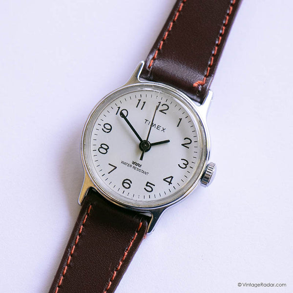 Classico quadrante bianco anni '90 Timex Orologio meccanico per le donne