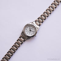 Vintage Q&Q by Citizen Steel Watch for Her | Textured Dial Wristwatch