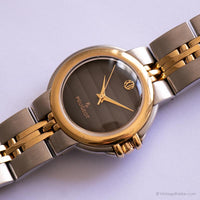 Vintage Black Dial Peugeot Watch | Two-tone Stainless Steel Watch