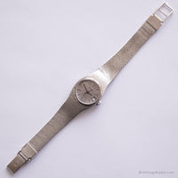 Cuarzo de rado vintage reloj para ella | Fecha de pulsera de tono plateado reloj