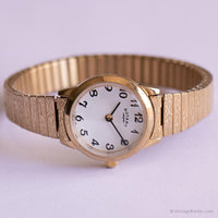 Tono de oro vintage Rotary reloj para ella | Cuarzo suizo elegante reloj