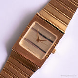 Vintage Rechteck Gruen Uhr | Goldtonstahl Uhr für Damen