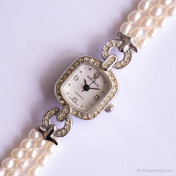 Élégant vintage Gruen Mini montre | Crystals s'habiller montre pour femme