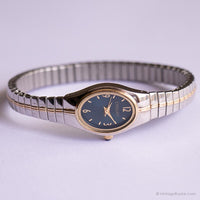 Dial azul vintage reloj por Embassy | Pequeño dos tonos reloj para mujeres