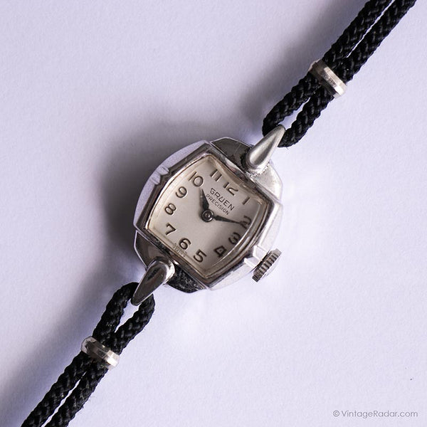 Vintage Small Gruen Mechanical Watch | Retro Silver-tone Watch for Her