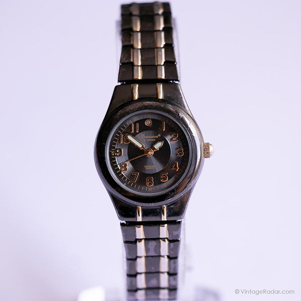 Vintage Black Gruen Watch for Women | Round Dial Japan Quartz Watch
