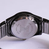 Negro vintage Gruen reloj para mujeres | Cuarzo de japón redondo reloj