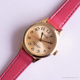 Vintage Gold-tone Carriage Watch | Pink Strap Elegant Watch for Her