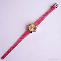 Vintage Gold-Tone-Wagen Uhr | Rosa Gurt elegant Uhr für Sie