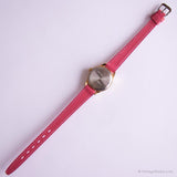 Vintage Gold-tone Carriage Watch | Pink Strap Elegant Watch for Her