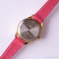 Carruaje de tono de oro vintage reloj | Correa rosa elegante reloj para ella