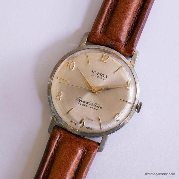 Puerta 17 Jewels Ultra Flat Mechanical Vintage Watch | سويسري جعل الساعة