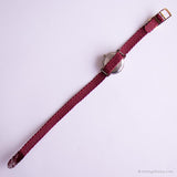 Vintage Classic Watch by Carriage | Ladies Red Strap Silver-tone Watch