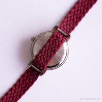 Vintage Classic Watch by Carriage | Ladies Red Strap Silver-tone Watch