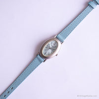 Vintage Blue Dial Uhr mit Wagen | Ovales Zifferblattstahl Uhr von Timex