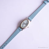 Orologio quadrante blu vintage di carrozza | Ovalo ovalo orologio in acciaio da Timex