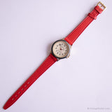 Dial de crema vintage reloj por aceb | Moda de correa roja reloj para damas