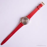 Vintage Cream Dial Watch by Acqua | Red Strap Fashion Watch for Ladies