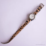 Vintage minimaliste Timex montre | Sangle d'impression léopard montre pour femme