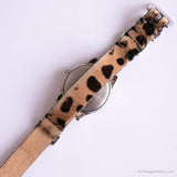 Vintage minimalista Timex Guarda | Orologio per cinturino con stampa leopardata per le donne
