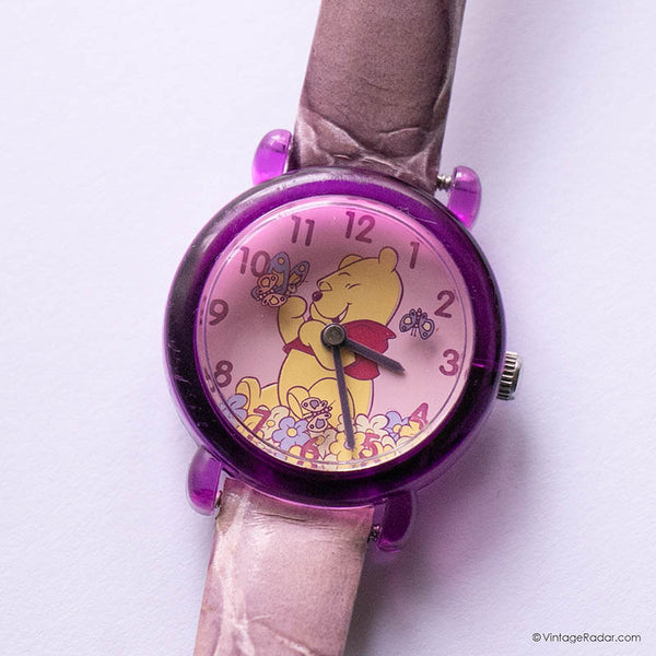 Lindo morado Seiko Winnie the Pooh Disney reloj para niños Vintage