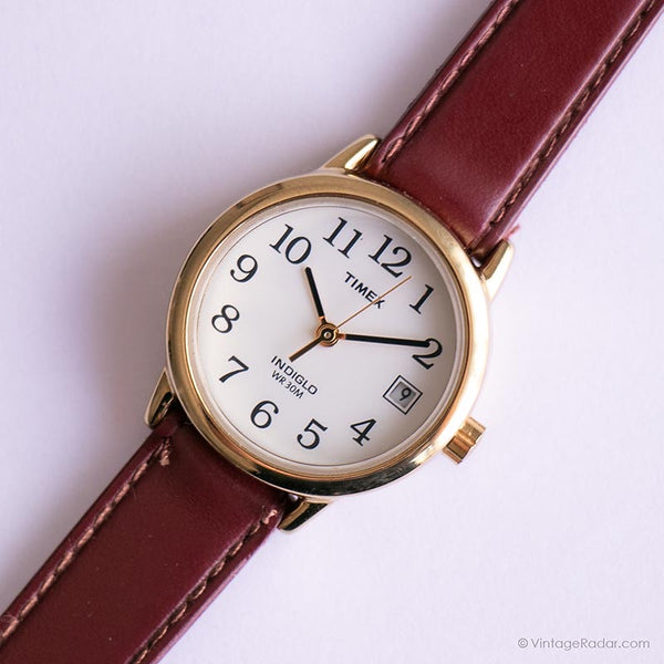 Antiguo Timex Fecha indiglo reloj | Timex T2H341 tono de oro reloj