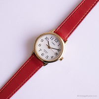 Tono de oro vintage Timex Indiglo WR 30m reloj | Correa roja reloj para ella