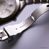 Vintage Fossil Blue Watch for Men | Silver-tone Fossil Tachymeter Watch